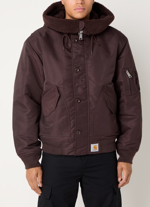 Carhartt WIP Oltera gewatteerde bomberjack met kraag van teddy - detail 4 bruin