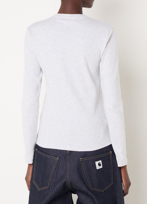 Carhartt WIP Philipa longsleeve met ribstructuur en logoborduring - achterkant 2 grijs