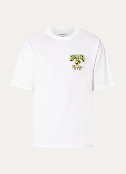 Carhartt WIP Pinball T-shirt met logoborduring - voorkant 3 wit