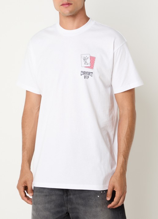 Carhartt WIP Playing Cards T-shirt met logo- en backprint - achterkant wit