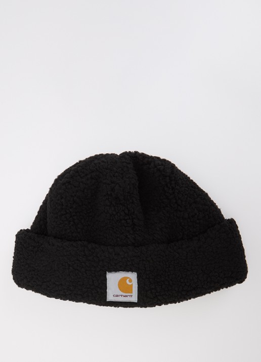 Carhartt WIP Prentis muts van teddy met logo - voorkant zwart