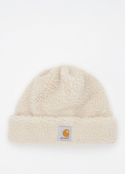 Carhartt WIP Prentis muts van teddy met logo - voorkant creme