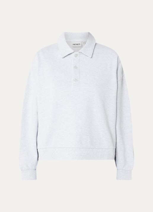 Carhartt WIP Regular fit polo met logo - voorkant 2 grijsmele