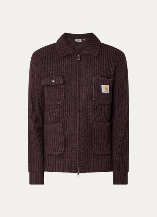 Carhartt WIP Ribgebreid vest in wolblend met opgestikte zakken