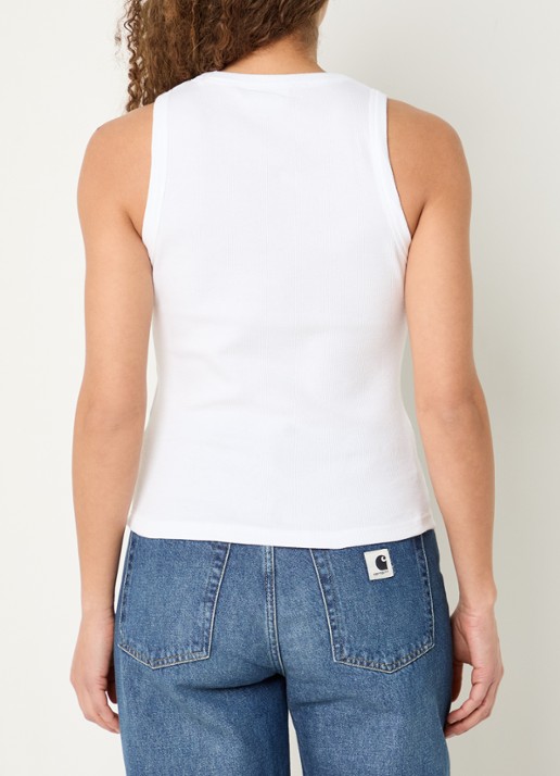 Carhartt WIP Ribgebreide tanktop met logoborduring - achterkant wit