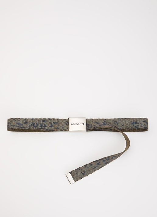 Carhartt WIP Riem met logo - voorkant beige