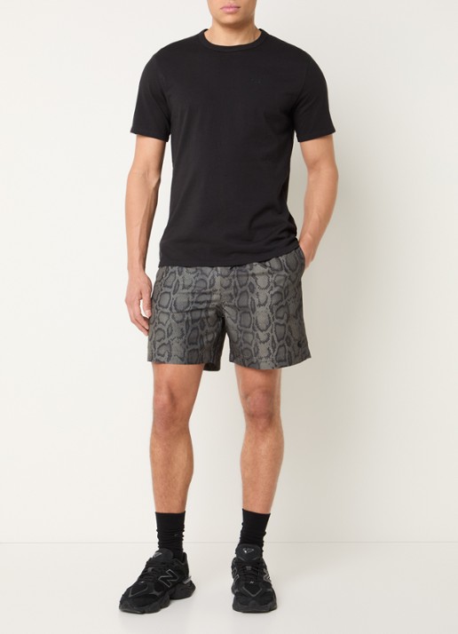 Carhartt WIP Slater zwemshorts met slangenprint - voorkant 2 bronsgroen