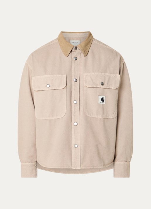 Carhartt WIP Spijkerjas met borstzakken en details van corduroy - voorkant 2 beige