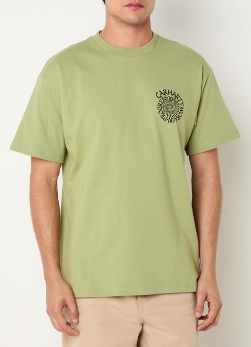Carhartt WIP Spirals T-shirt met print - achterkant 4 lichtgroen