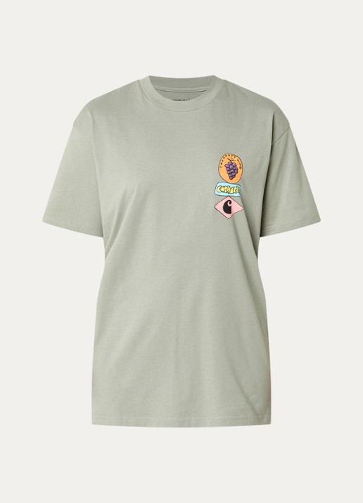 Carhartt WIP Stacked Grapes T-shirt met logo- en backprint  - voorkant 3 olijfgroen