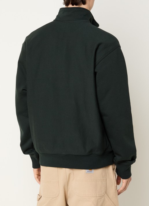 Carhartt WIP Sweater met halve rits en logoborduring - achterkant grijs