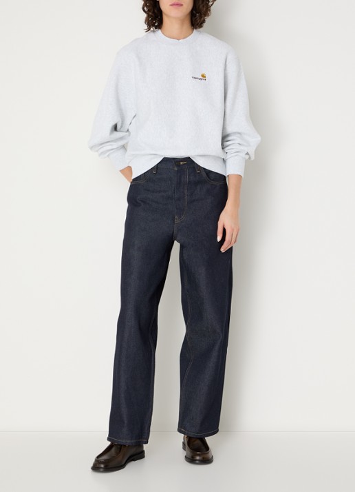 Carhartt WIP Sweater met logoborduring - voorkant 2 grijsmele
