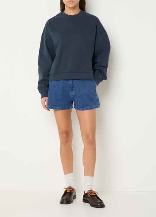 Carhartt WIP Sweater met logoborduring - voorkant 2 antraciet