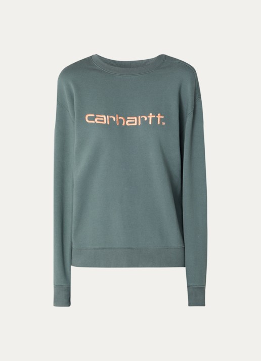 Carhartt WIP Sweater met logoborduring - voorkant 3 zeegroen