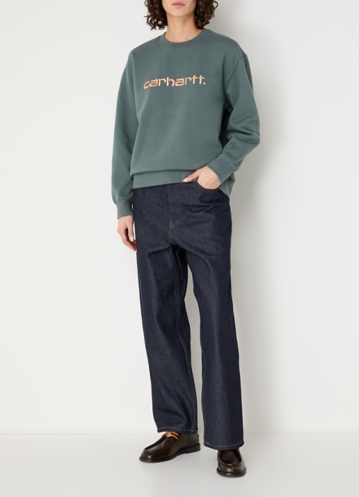 Carhartt WIP Sweater met logoborduring - voorkant 4 zeegroen