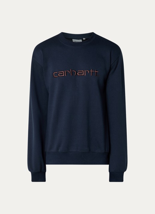 Carhartt WIP Sweater met logoborduring - voorkant 2 donkerblauw