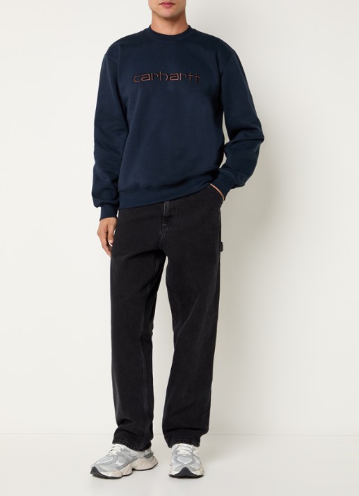 Carhartt WIP Sweater met logoborduring - voorkant 3 donkerblauw