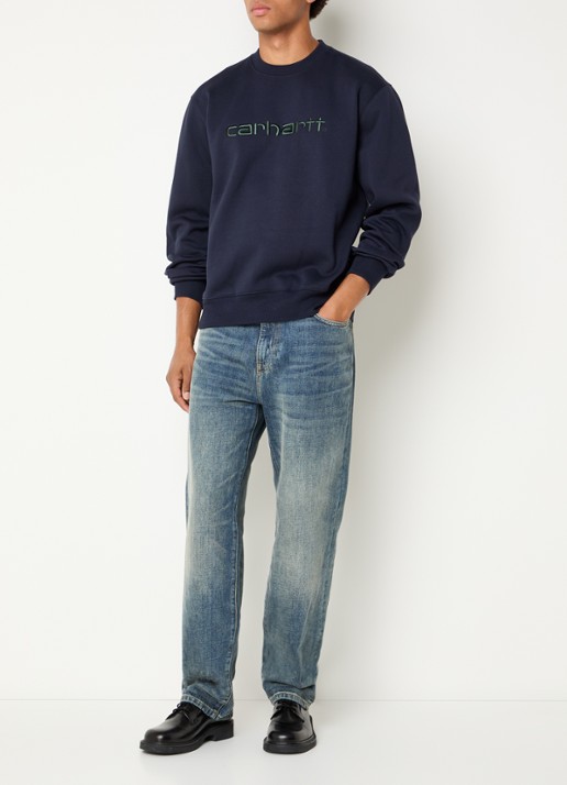 Carhartt WIP Sweater met logoborduring - voorkant 4 donkerblauw