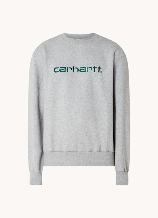 Carhartt WIP Sweater met logoborduring - voorkant 2 grijs