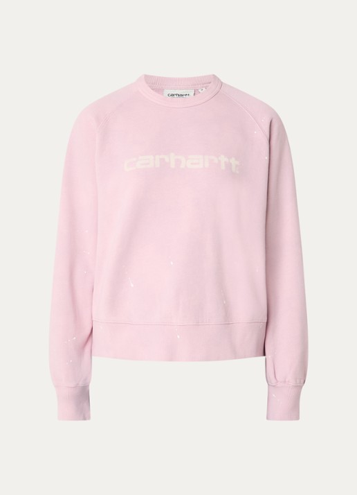 Carhartt WIP Sweater met logoprint - voorkant roze
