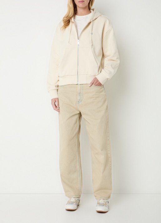 Carhartt WIP Sweatvest met logoborduring en capuchon - voorkant 5 creme