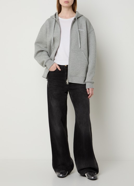 Carhartt WIP Sweatvest met logoborduring - voorkant 4 grijsmele