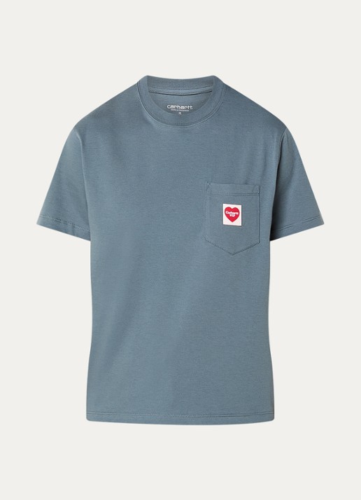 Carhartt WIP T-shirt met borstzak en logo - voorkant 2 middengrijs