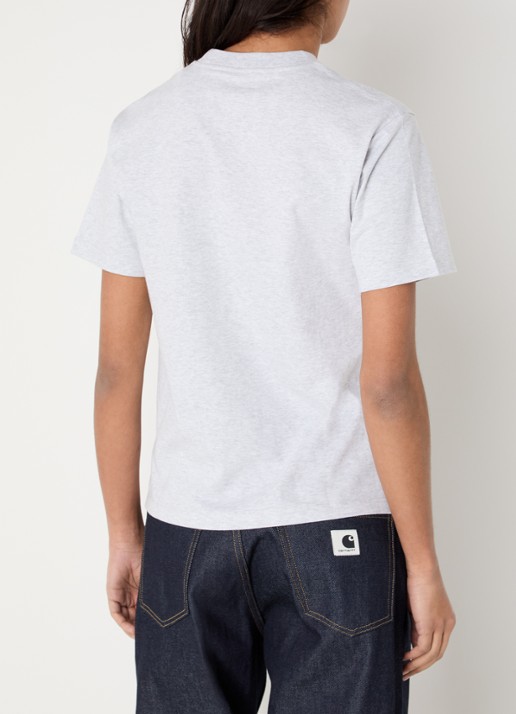 Carhartt WIP T-shirt met borstzak en logo - achterkant 4 grijsmele
