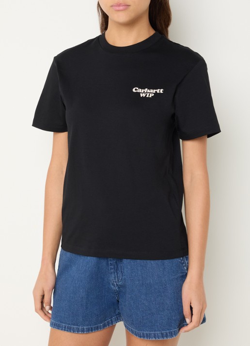 Carhartt WIP T-shirt met logo- en backprint - achterkant zwart