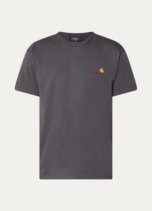 Carhartt WIP T-shirt met logo - voorkant 2 antraciet