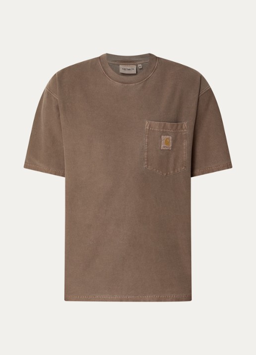 Carhartt WIP T-shirt met logoborduring - voorkant 2 bruin
