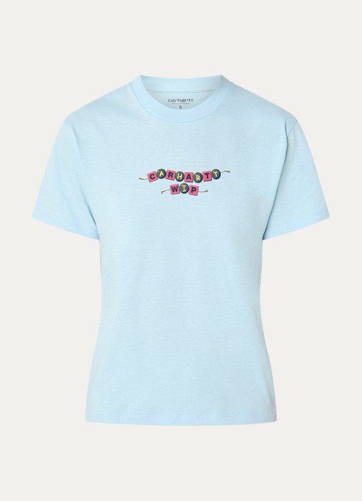 Carhartt WIP T-shirt met logoprint - voorkant 2 lichtblauw