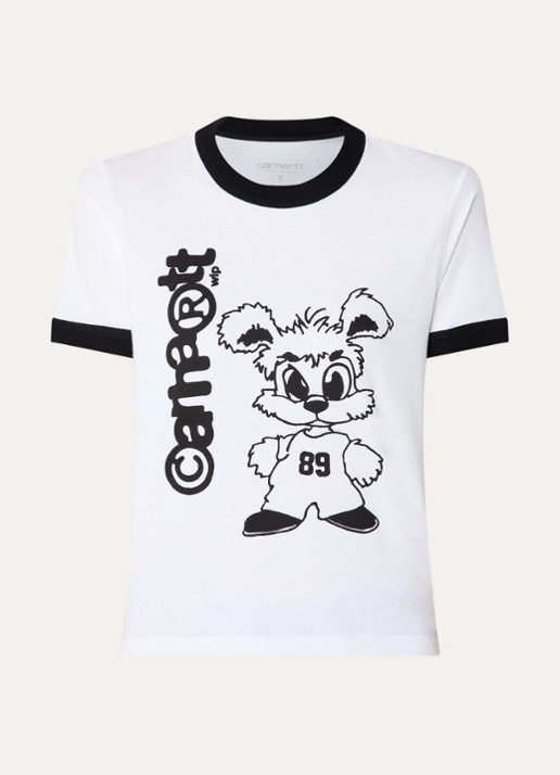 Carhartt WIP T-shirt met logoprint - voorkant 3 wit