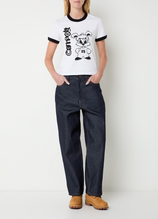 Carhartt WIP T-shirt met logoprint - voorkant 4 wit