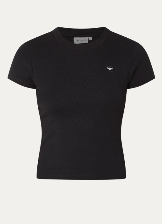 Carhartt WIP T-shirt met logoprint - voorkant zwart