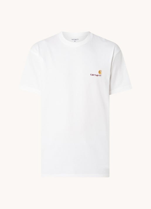 Carhartt WIP T-shirt van  katoen met logoborduring - voorkant 2 wit