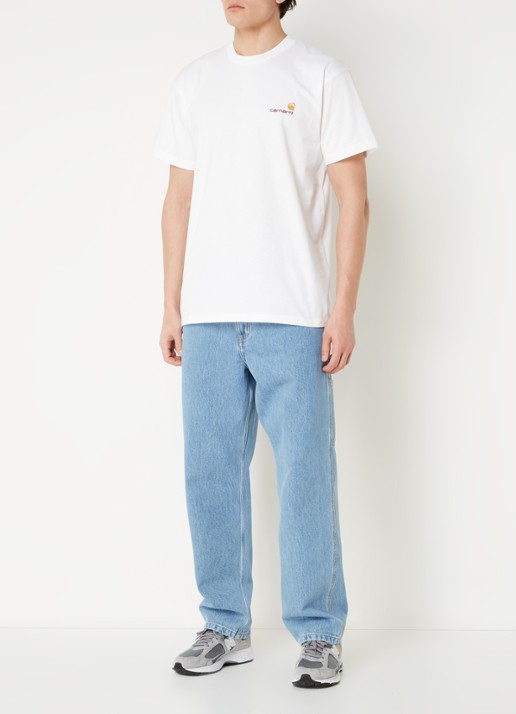 Carhartt WIP T-shirt van  katoen met logoborduring - voorkant 3 wit