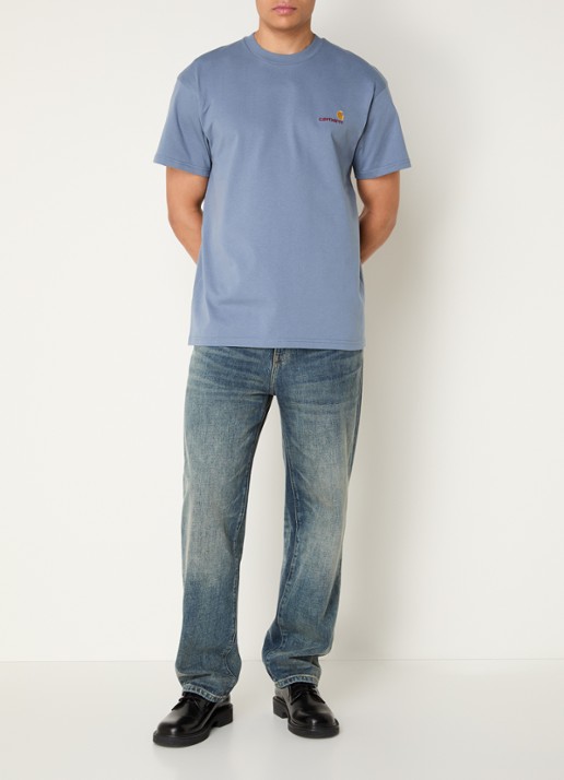 Carhartt WIP T-shirt van  katoen met logoborduring - voorkant 4 blauw