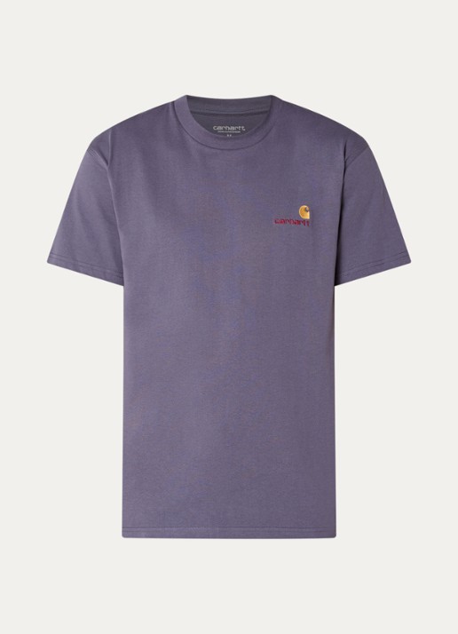 Carhartt WIP T-shirt van  katoen met logoborduring - voorkant 3 paars