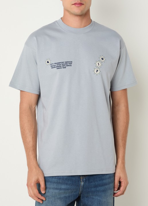 Carhartt WIP Trip T-shirt met logoprint- en backprint - achterkant 4 lichtgrijs