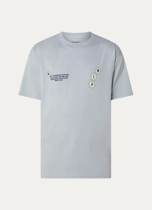 Carhartt WIP Trip T-shirt met logoprint- en backprint - voorkant lichtgrijs