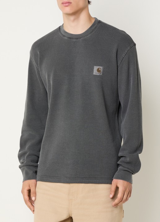 Carhartt WIP Vista sweater met logoborduring - detail donkergrijs