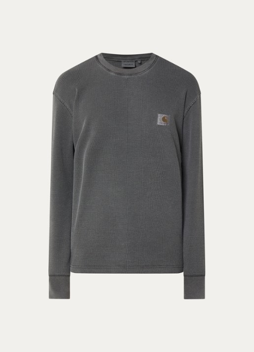 Carhartt WIP Vista sweater met logoborduring - voorkant 3 donkergrijs