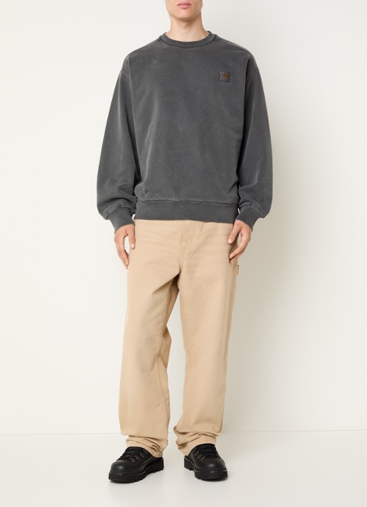 Carhartt WIP Vista sweater met logoborduring - voorkant 3 antraciet