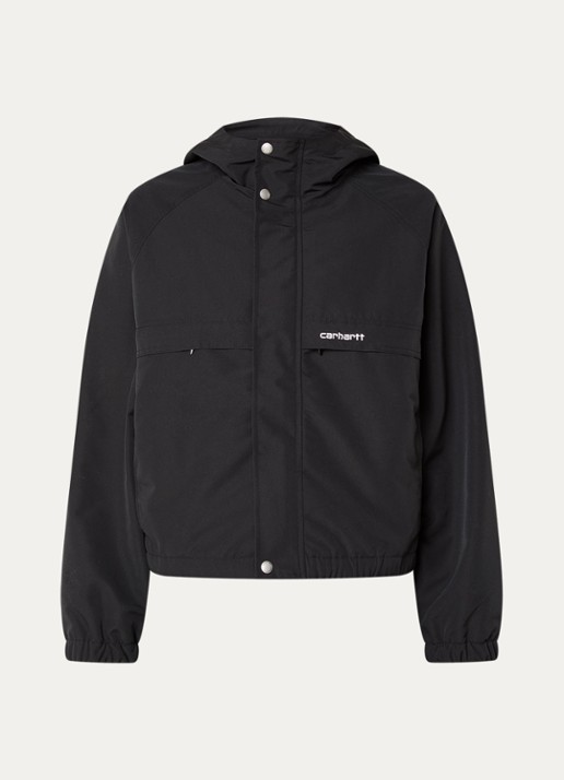 Carhartt WIP W'lwan softshell windjack met steekzakken - voorkant 3 zwart