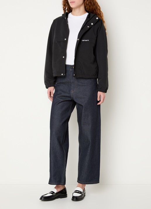 Carhartt WIP W'lwan softshell windjack met steekzakken - voorkant 4 zwart