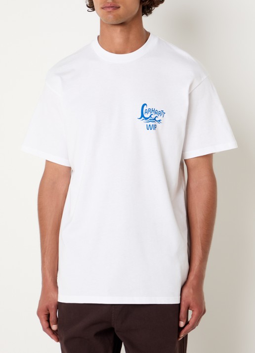 Carhartt WIP Waves T-shirt met logo- en backprint - achterkant wit