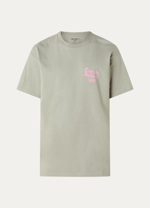 Carhartt WIP Waves T-shirt met logo- en backprint - voorkant 2 lindegroen