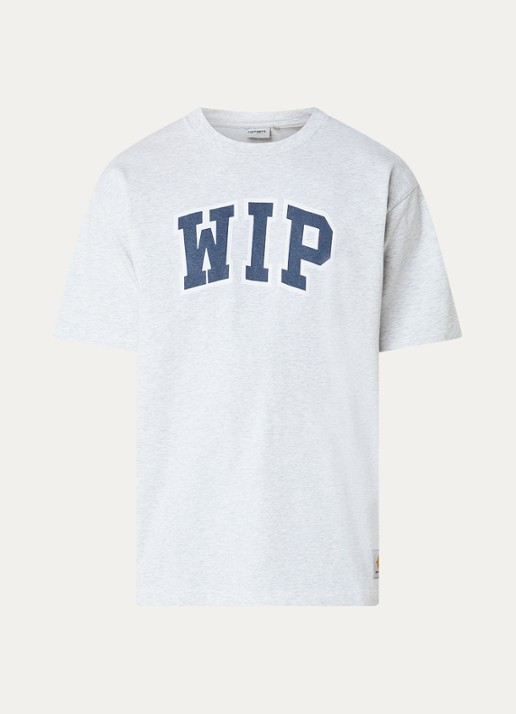 Carhartt WIP Wip III T-shirt met flock logoprint - voorkant grijsmele