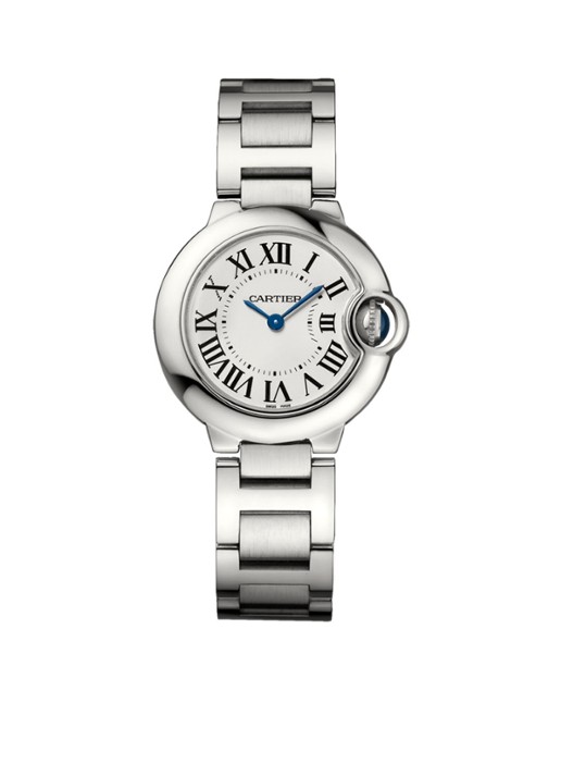 Cartier Ballon Bleu de Cartier 28 mm horloge van staal W69010Z4 - voorkant zilver